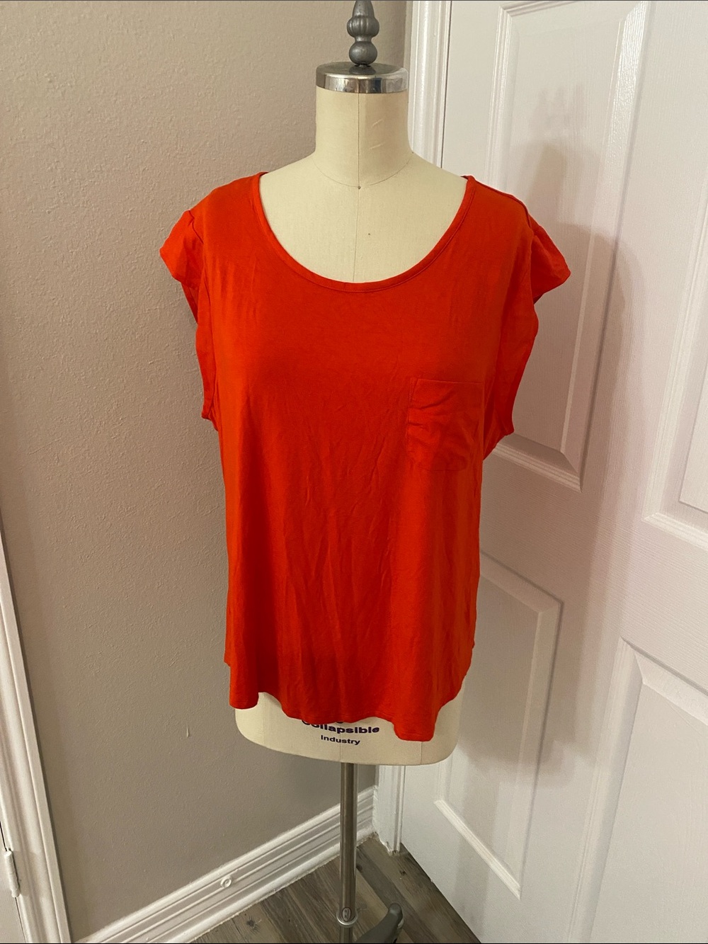 Calvin Klein Orange Scoop Neck Pocket Tee